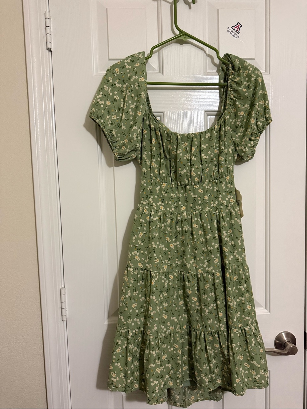 Altar'd State Sage Green Floral Tiered Midi Dress